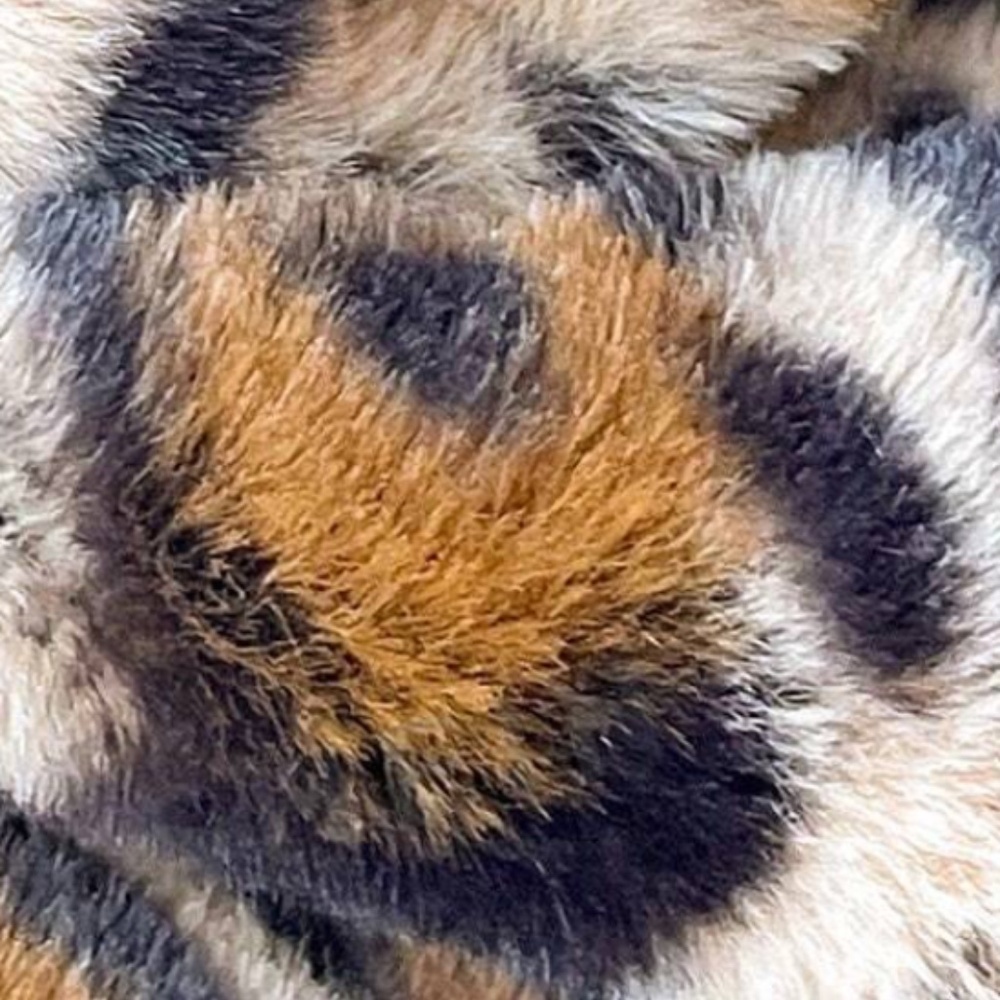Plus Leopard Print Vegan Fur Open Front Pockets Hoodie Jacket Coat - Picture 3 of 7